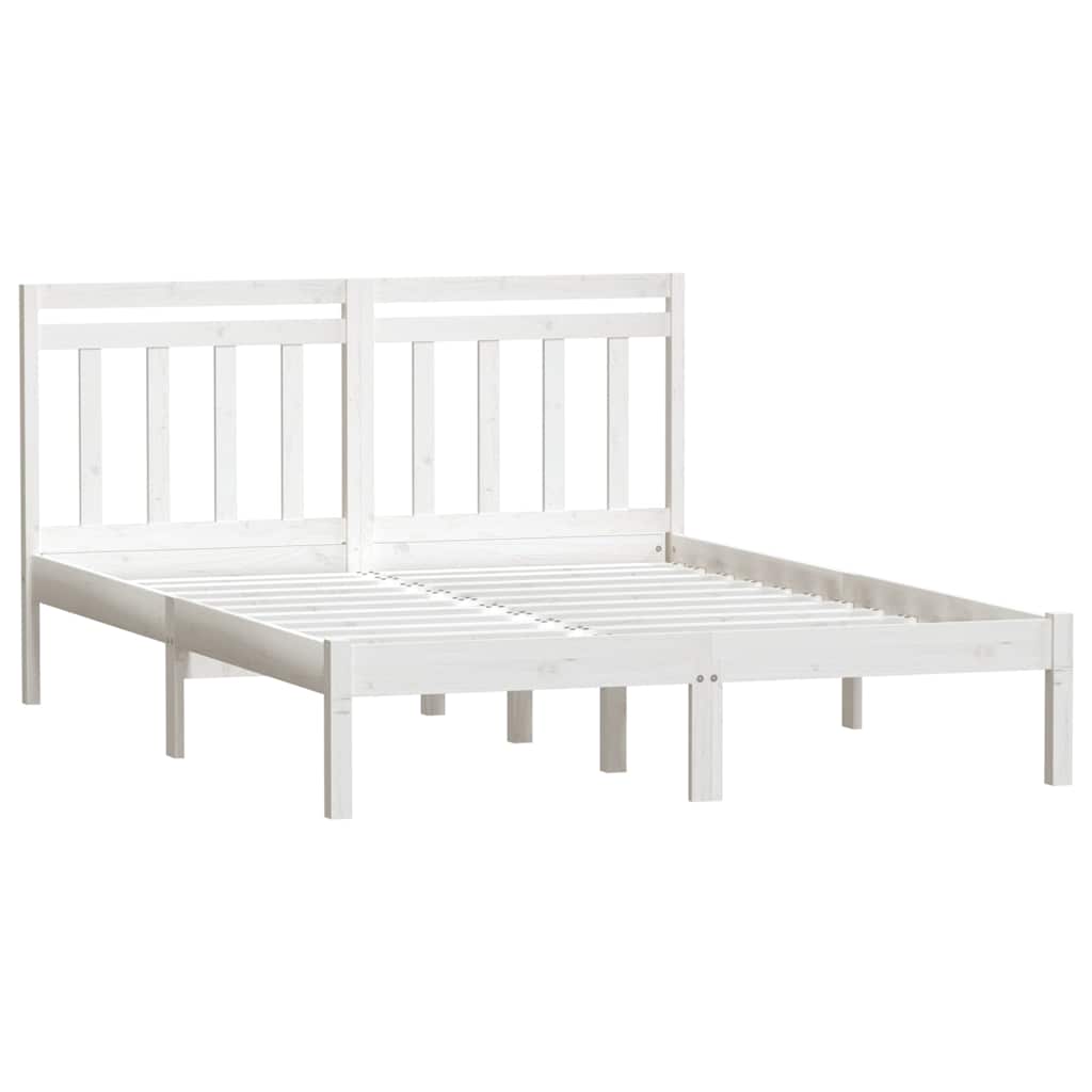 Bed Frame 205.5 X 155.5 100 Cm Solid Pine Wood Natural White Black Grey 205.5 cm