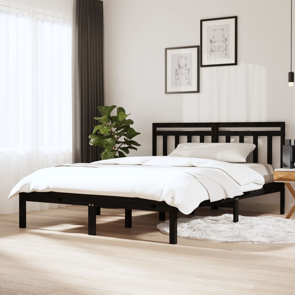 Bed Frame 205.5 X 155.5 X 100 Cm Solid Pine Wood