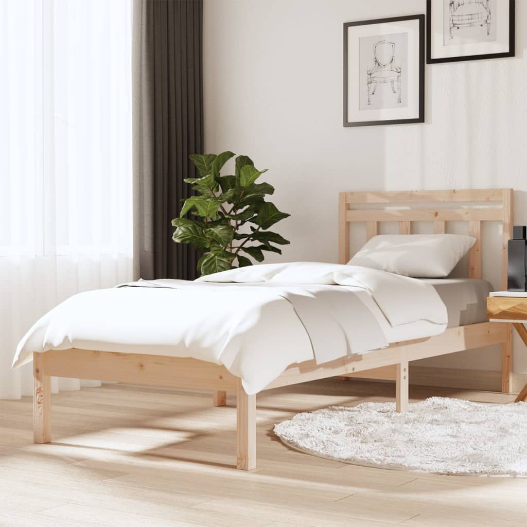 Bed Frame 205.5 X 155.5 X 100 Cm Solid Pine Wood