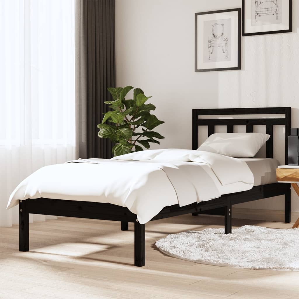 Bed Frame 205.5 X 155.5 X 100 Cm Solid Pine Wood