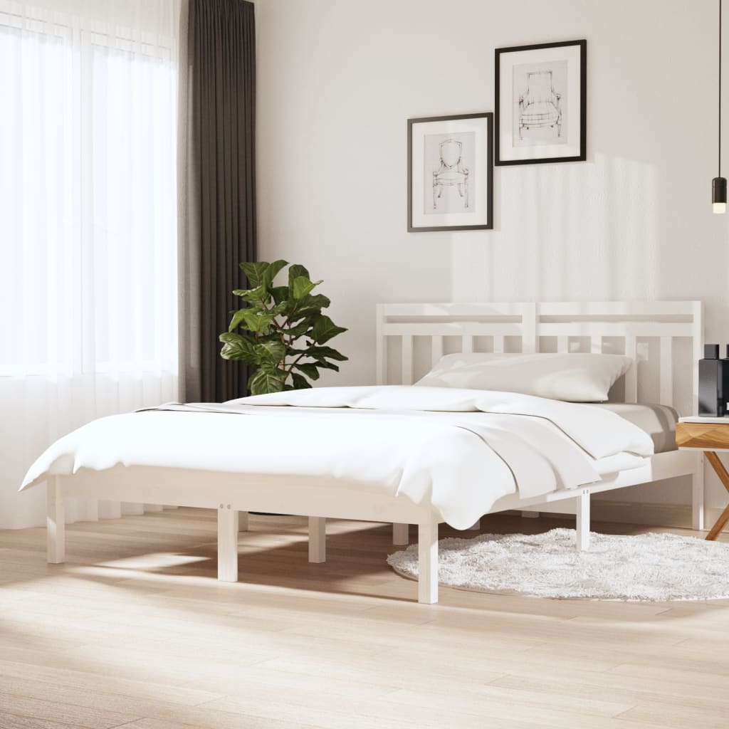 Bed Frame 205.5 X 155.5 X 100 Cm Solid Pine Wood