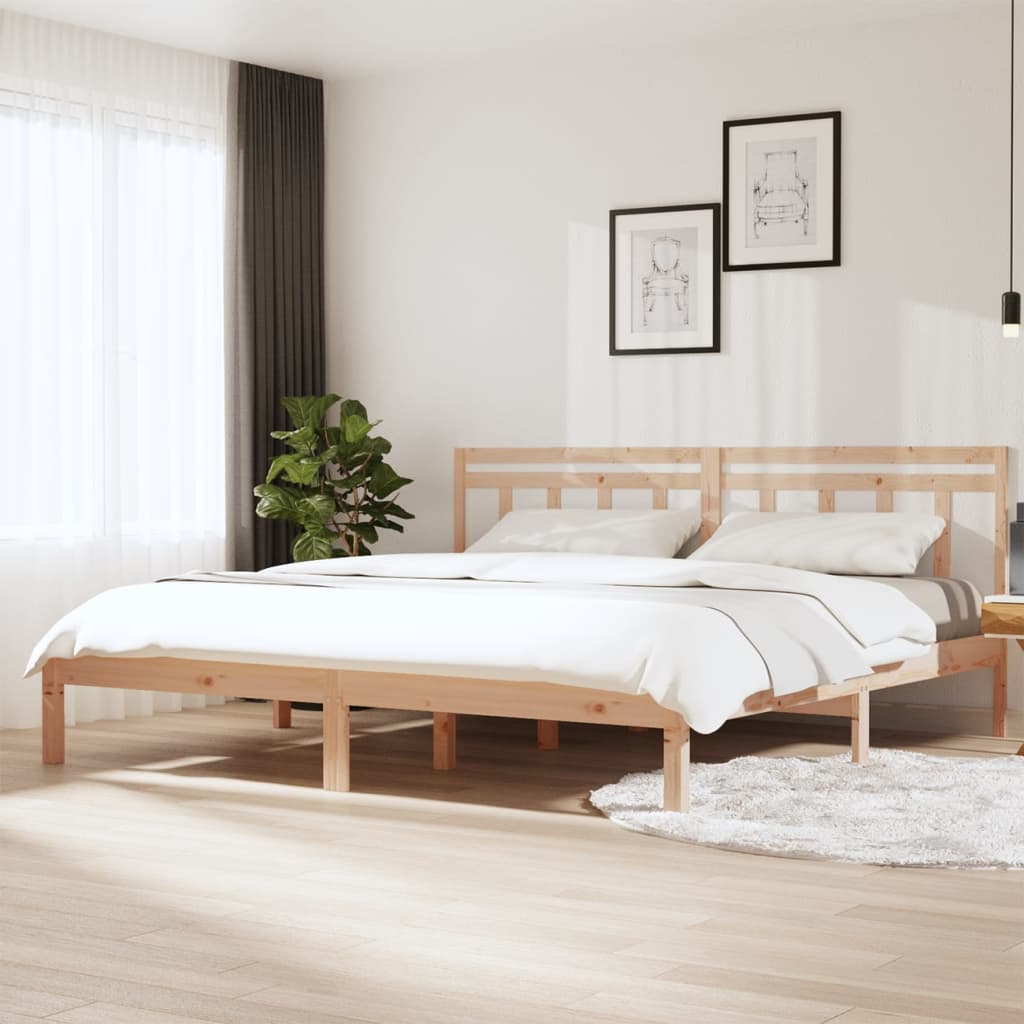 Bed Frame 205.5 X 155.5 X 100 Cm Solid Pine Wood