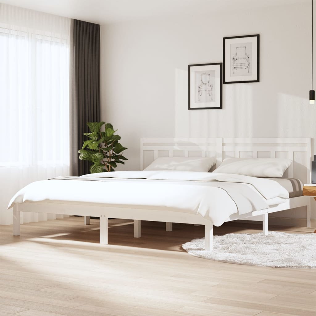 Bed Frame 205.5 X 155.5 X 100 Cm Solid Pine Wood