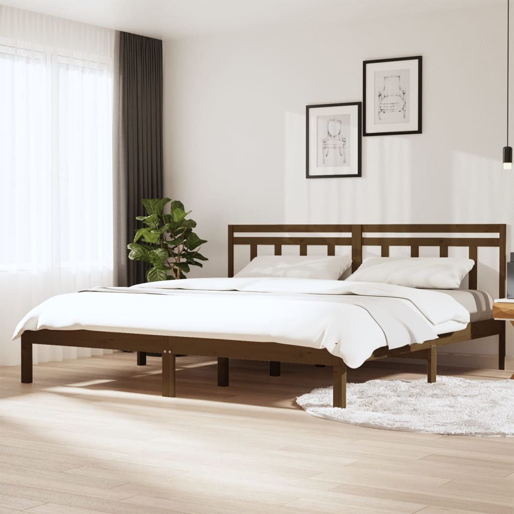 Bed Frame 205.5 X 155.5 X 100 Cm Solid Pine Wood