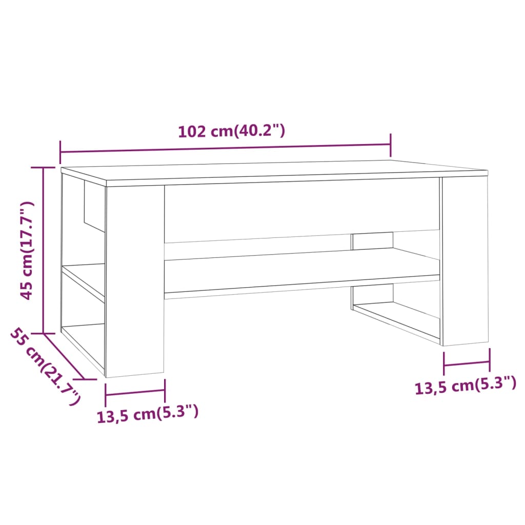 Coffee Table 102X55X45 Cm Engineered Wood
