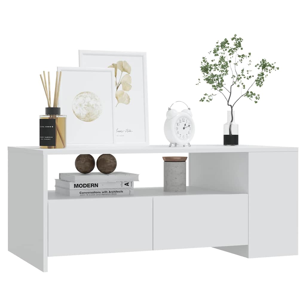 Coffee Table 102X55X42 Cm Engineered Wood White Black Oak Concrete Grey Old Wood