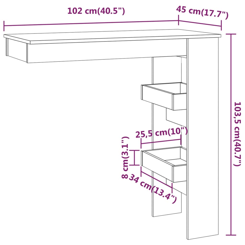 Wall Bar Table 102X45X103.5 Cm Engineered Wood