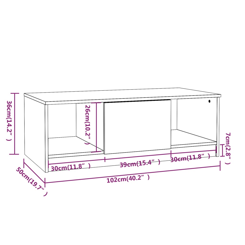Coffee Table 102X50X36 Cm Engineered Wood