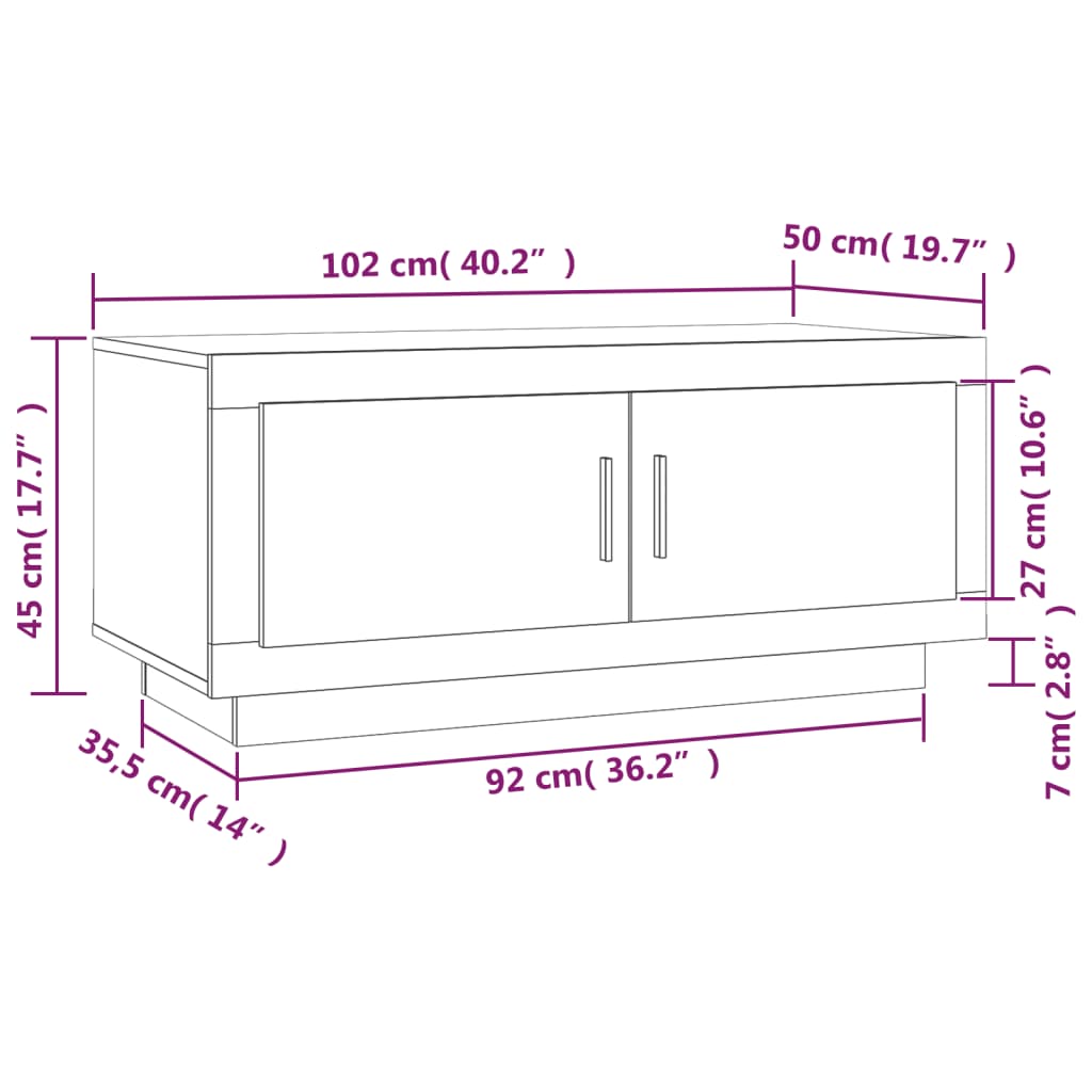 Coffee Table 102X50X45 Cm Engineered Wood