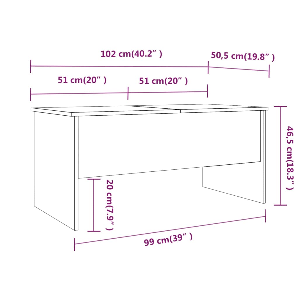 Coffee Table 102X50.5X46.5 Cm Engineered Wood