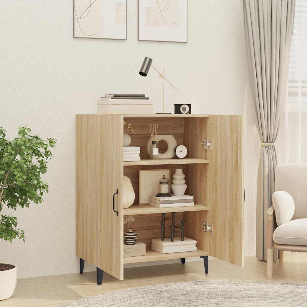 Sideboard 69.5X34X90 Cm Engineered Wood Black Oak Smoked Oak White Artisan Oak 6