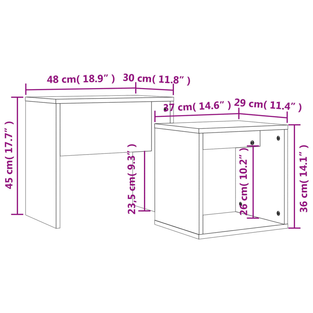 Nesting Coffee Tables 2 Pcs Engineered Wood