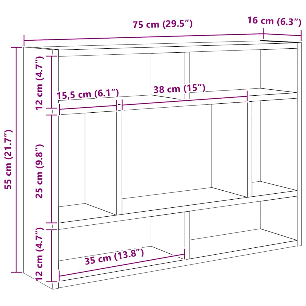 Wall Shelf 75X16X55 Cm Engineered Wood