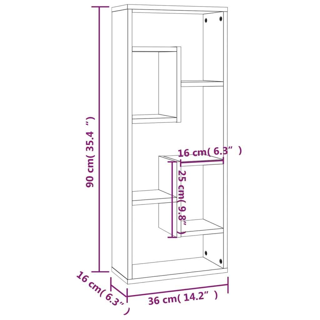 Wall Shelf 36X16X90 Cm Engineered Wood