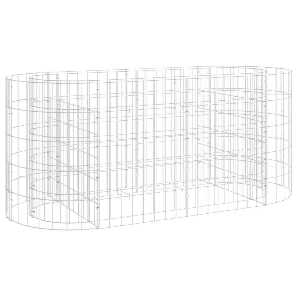 Planter Large Gabion Raised Garden Bed Galvanised Steel Stone Basket Silver LED