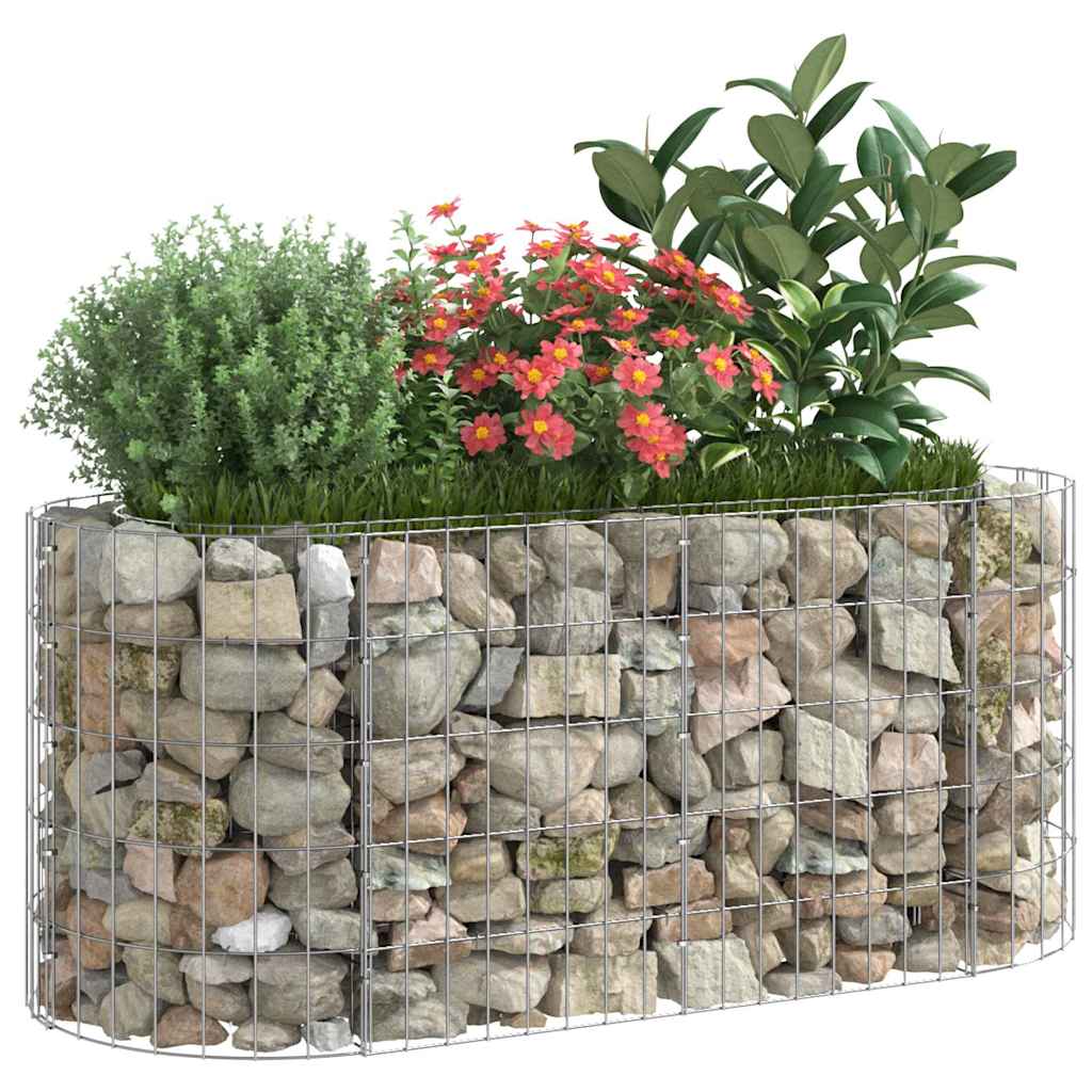 Planter Large Gabion Raised Garden Bed Galvanised Steel Stone Basket Silver LED