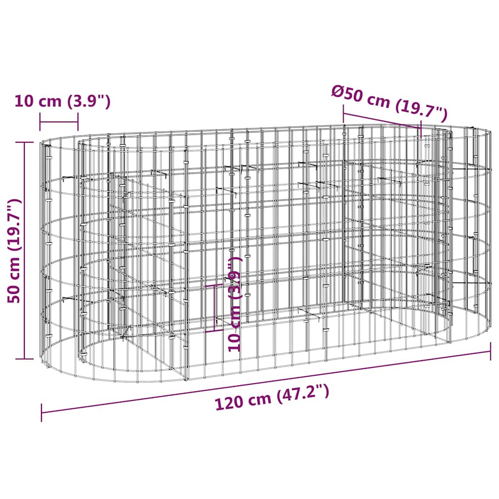 Planter Large Gabion Raised Garden Bed Galvanised Steel Stone Basket Silver LED