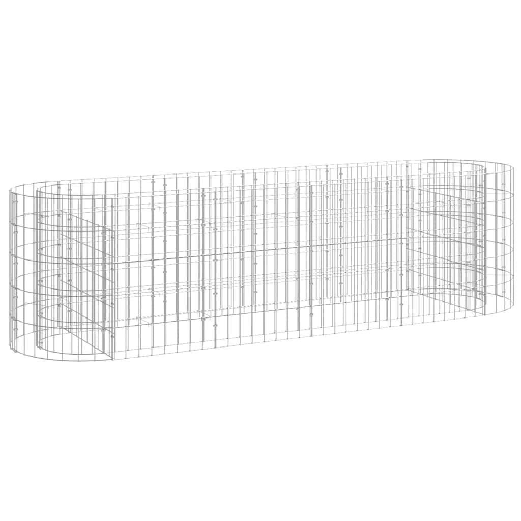 Planter Large Gabion Raised Garden Bed Galvanised Steel Stone Basket Silver LED