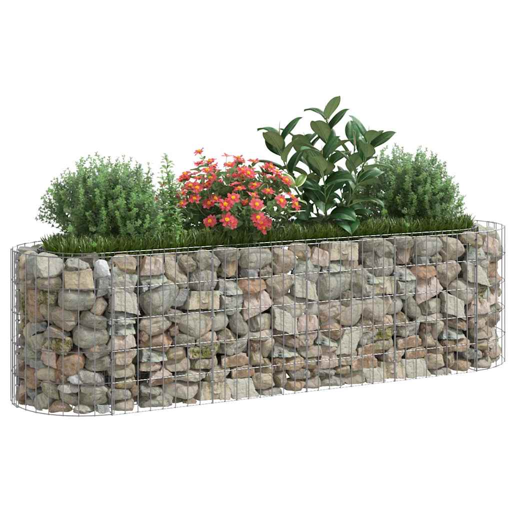 Planter Large Gabion Raised Garden Bed Galvanised Steel Stone Basket Silver LED