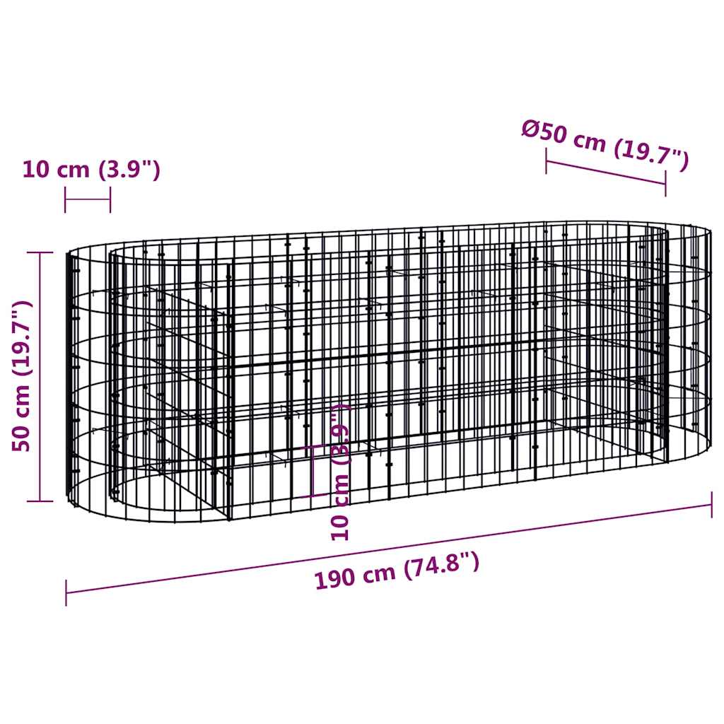 Planter Large Gabion Raised Garden Bed Galvanised Steel Stone Basket Silver LED