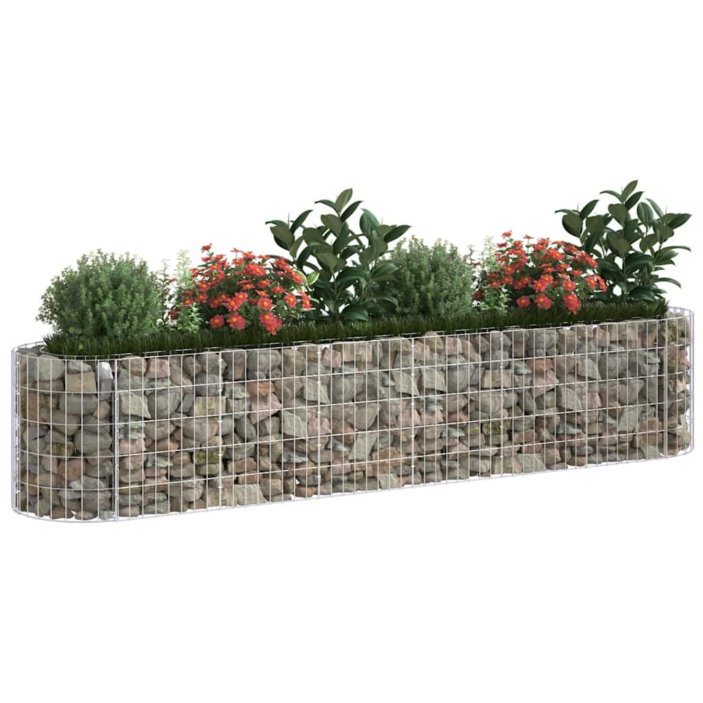 Planter Large Gabion Raised Garden Bed Galvanised Steel Stone Basket Silver LED