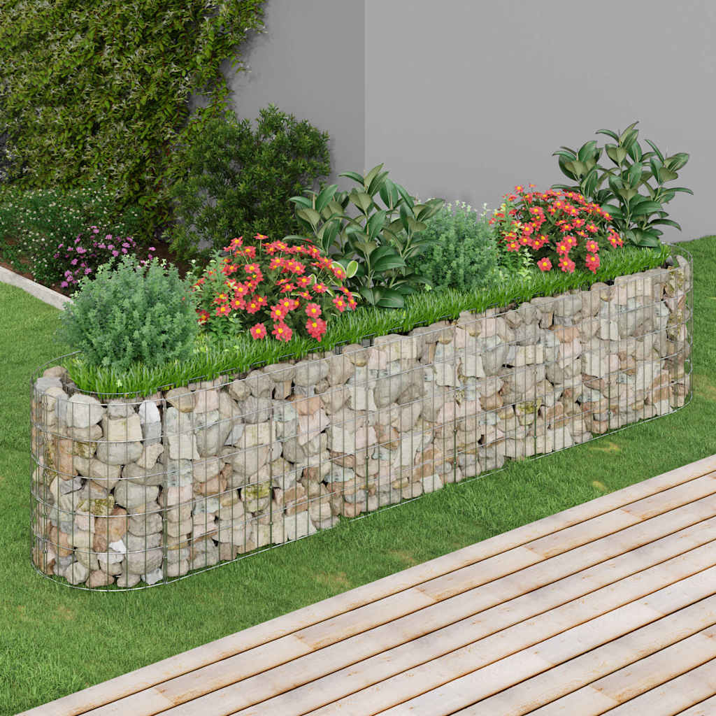 Planter Large Gabion Raised Garden Bed Galvanised Steel Stone Basket Silver LED