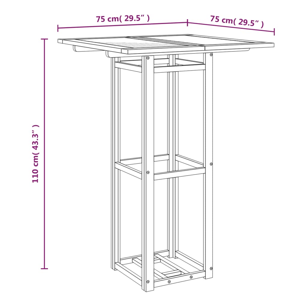 Bistro Table 75X75X110 Cm Solid Wood Acacia