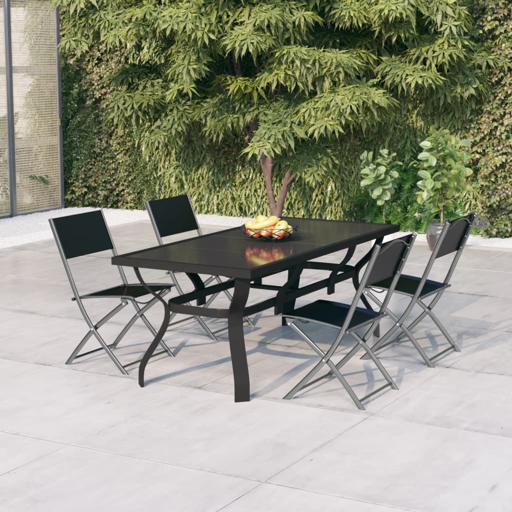 9 Piece Garden Dining Set Grey And Black