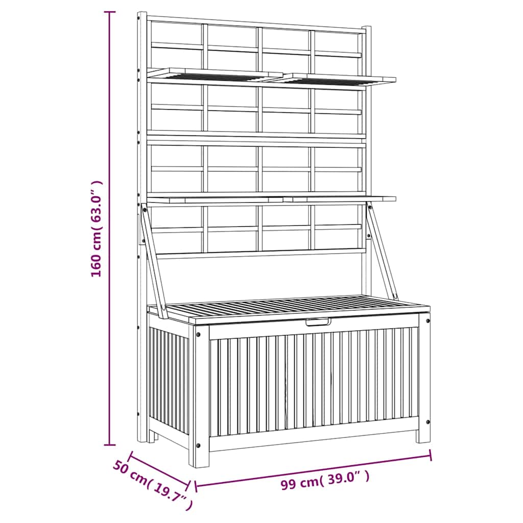 Outdoor Storage Boxes Box Trellis 99X50X160 Cm Solid Wood Acacia Waterproof 99 c