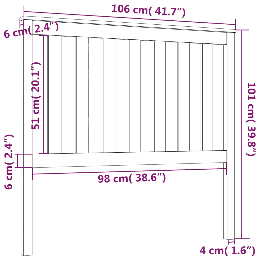 Bed Headboard | Light Brown | Solid Pine Wood | 106X6X101 Cm