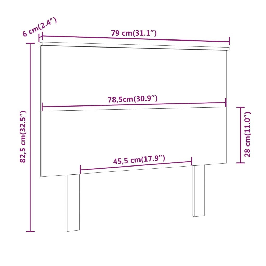 Bed Headboard 79X6X82.5 Cm Solid Wood Pine