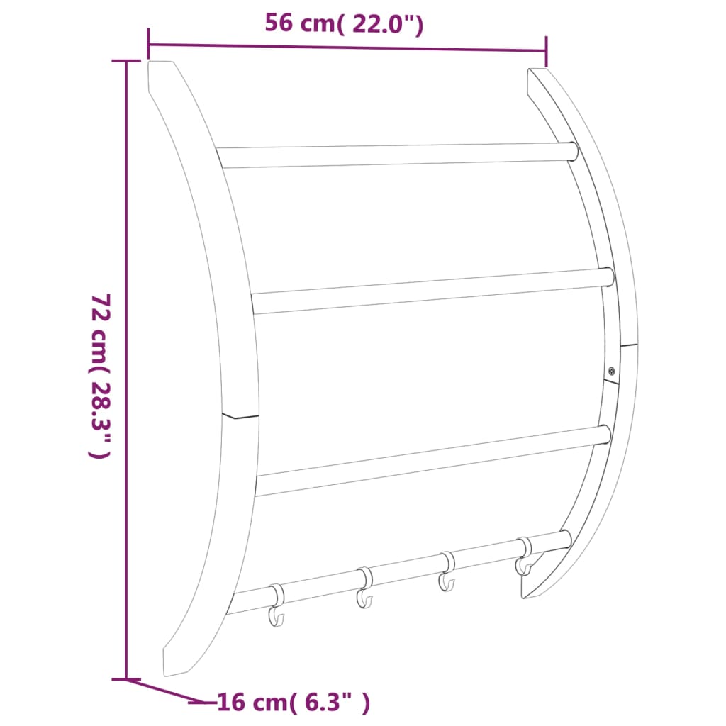 Towel Rack With Hooks Silver Aluminium