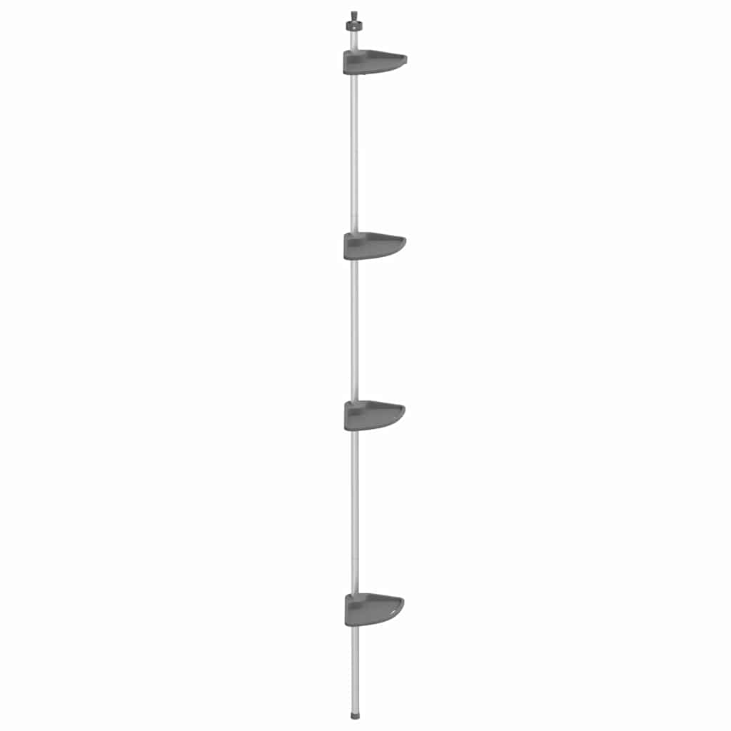 Bathroom Accessory Mounts 4-Tier Telescopic Shower Corner Shelf Silver Aluminium