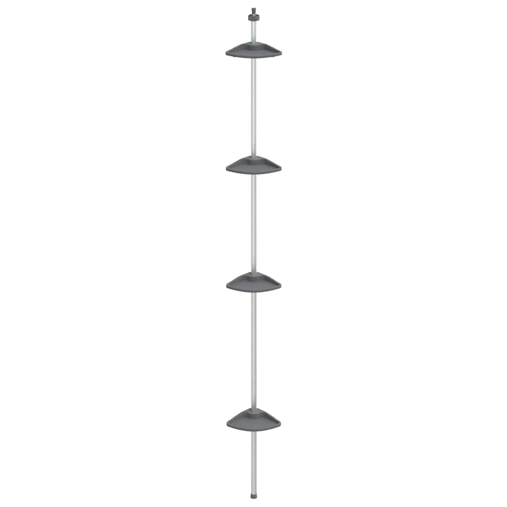 Bathroom Accessory Mounts 4-Tier Telescopic Shower Corner Shelf Silver Aluminium