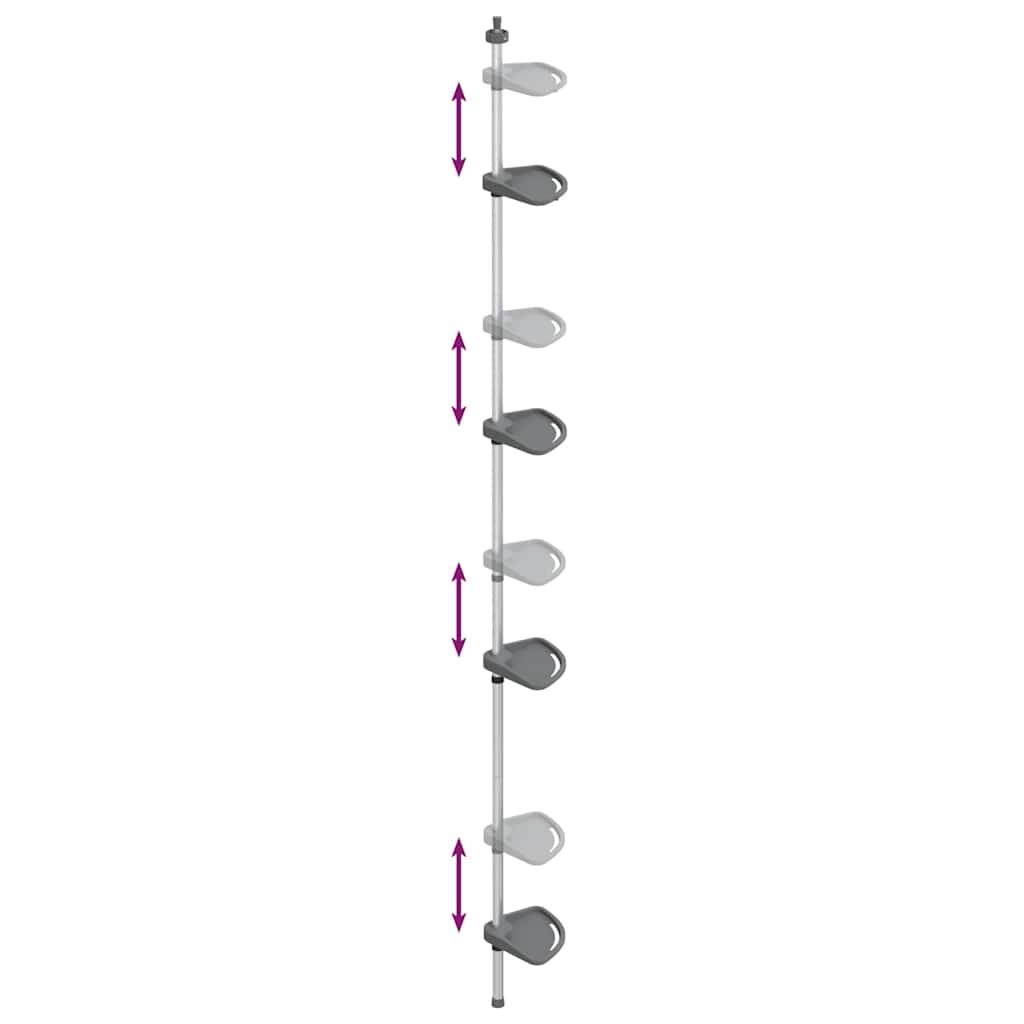 Bathroom Accessory Mounts 4-Tier Telescopic Shower Corner Shelf Silver Aluminium