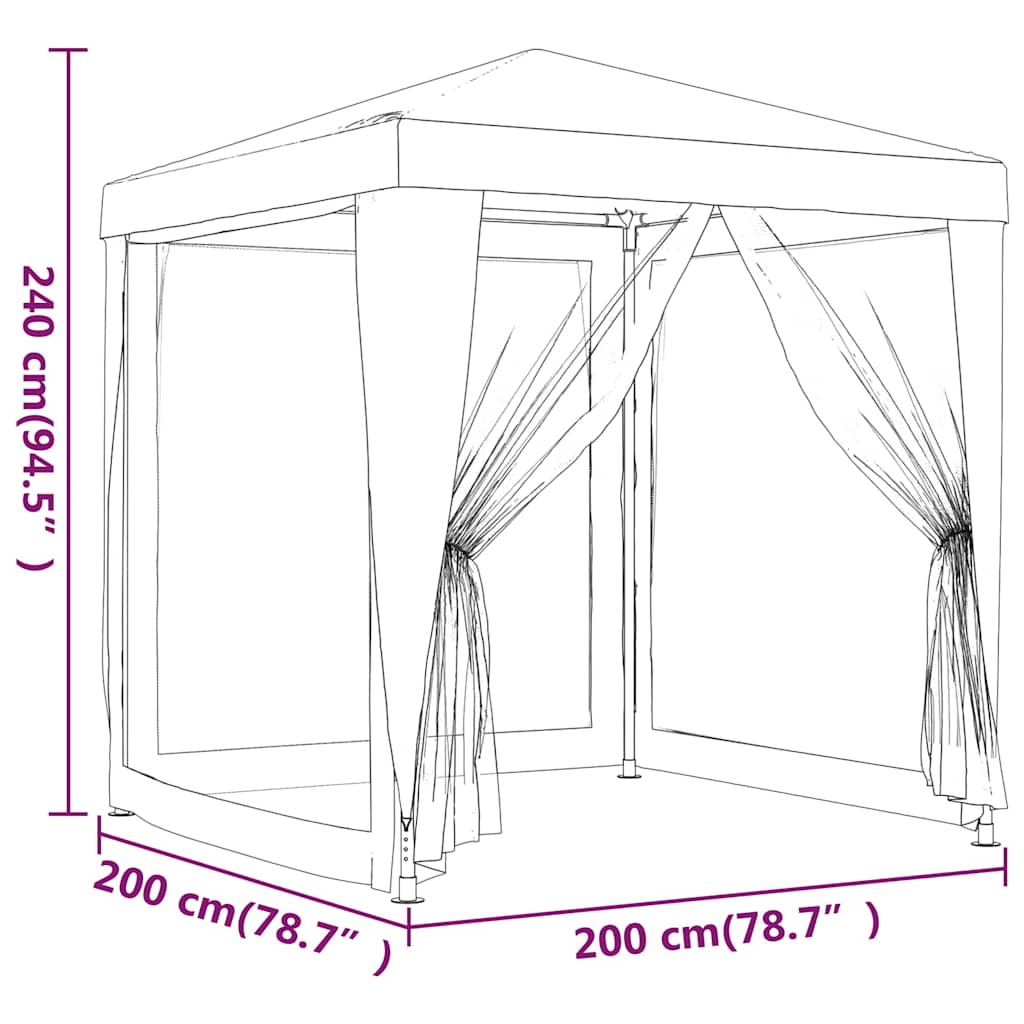 Gazebo 3x4m Party Tent White 4 Mesh Sidewalls Outdoor Event Marquee anthracite 3