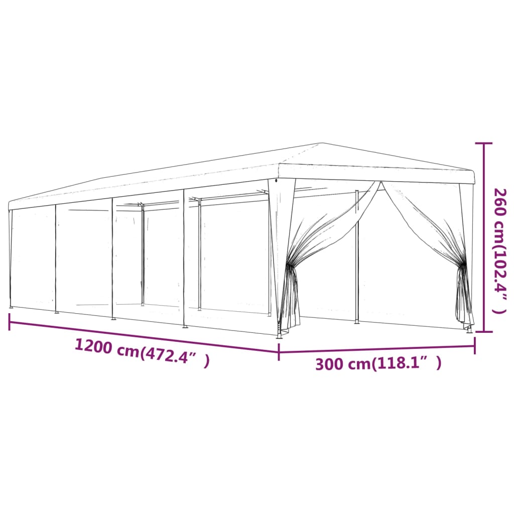 Party Tent With 10 Mesh Sidewalls Hdpe
