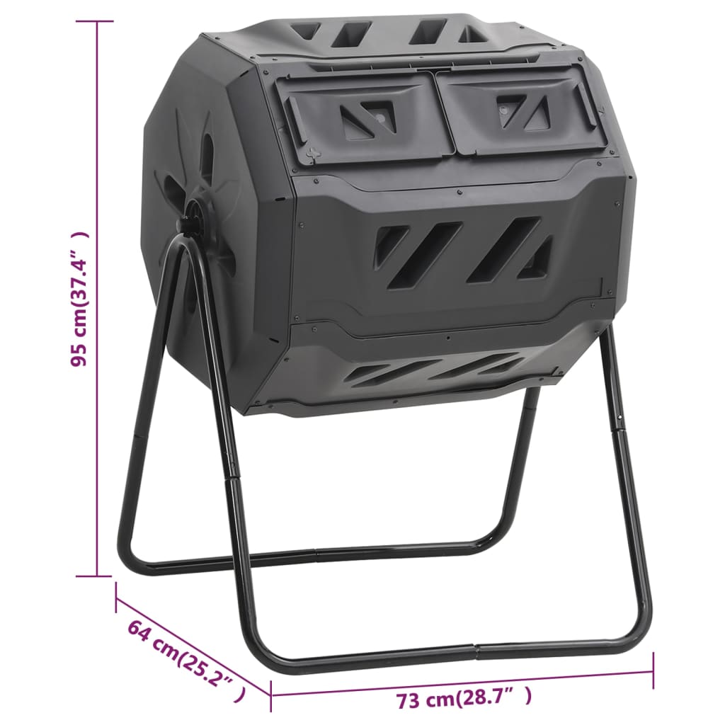 Garden Compost Bin Black 73X64X95 Cm 160 L
