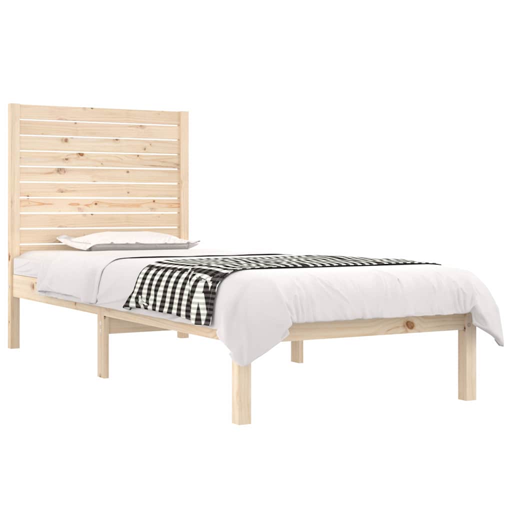 Bed Frame Extra Long Without Mattress Solid Wood Natural White Black 75 X 190 Cm