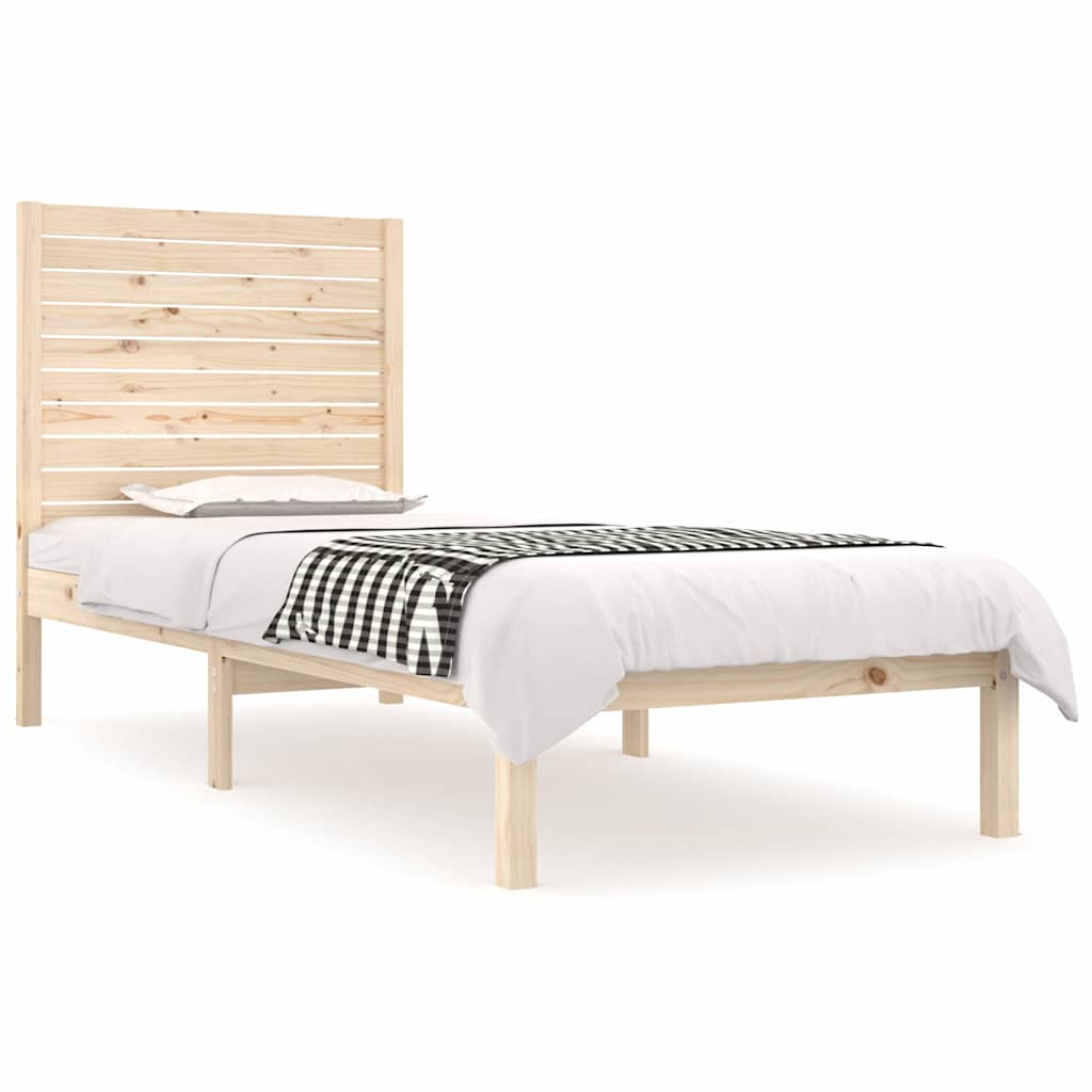 Bed Frame Extra Long Without Mattress Solid Wood Natural White Black 75 X 190 Cm