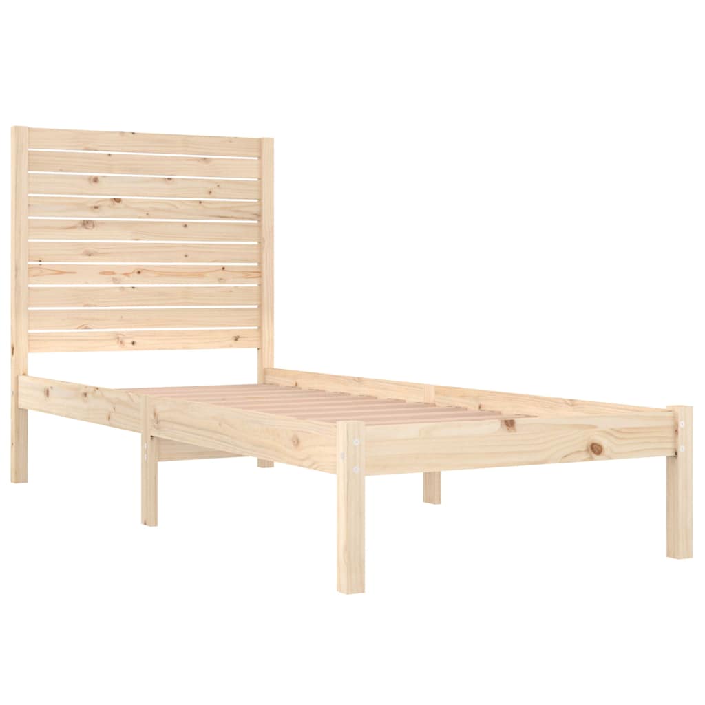 Bed Frame Extra Long Without Mattress Solid Wood Natural White Black 75 X 190 Cm