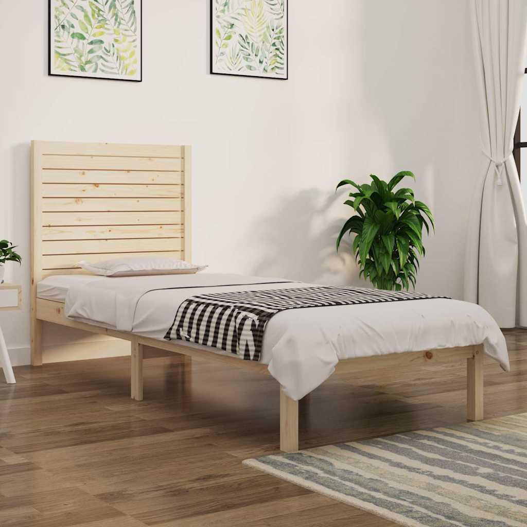 Bed Frame Extra Long Without Mattress Solid Wood Natural White Black 75 X 190 Cm