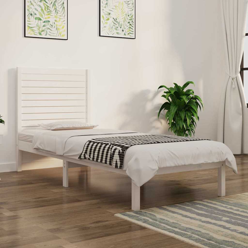Bed Frame Extra Long Without Mattress Solid Wood Natural White Black 75 X 190 Cm