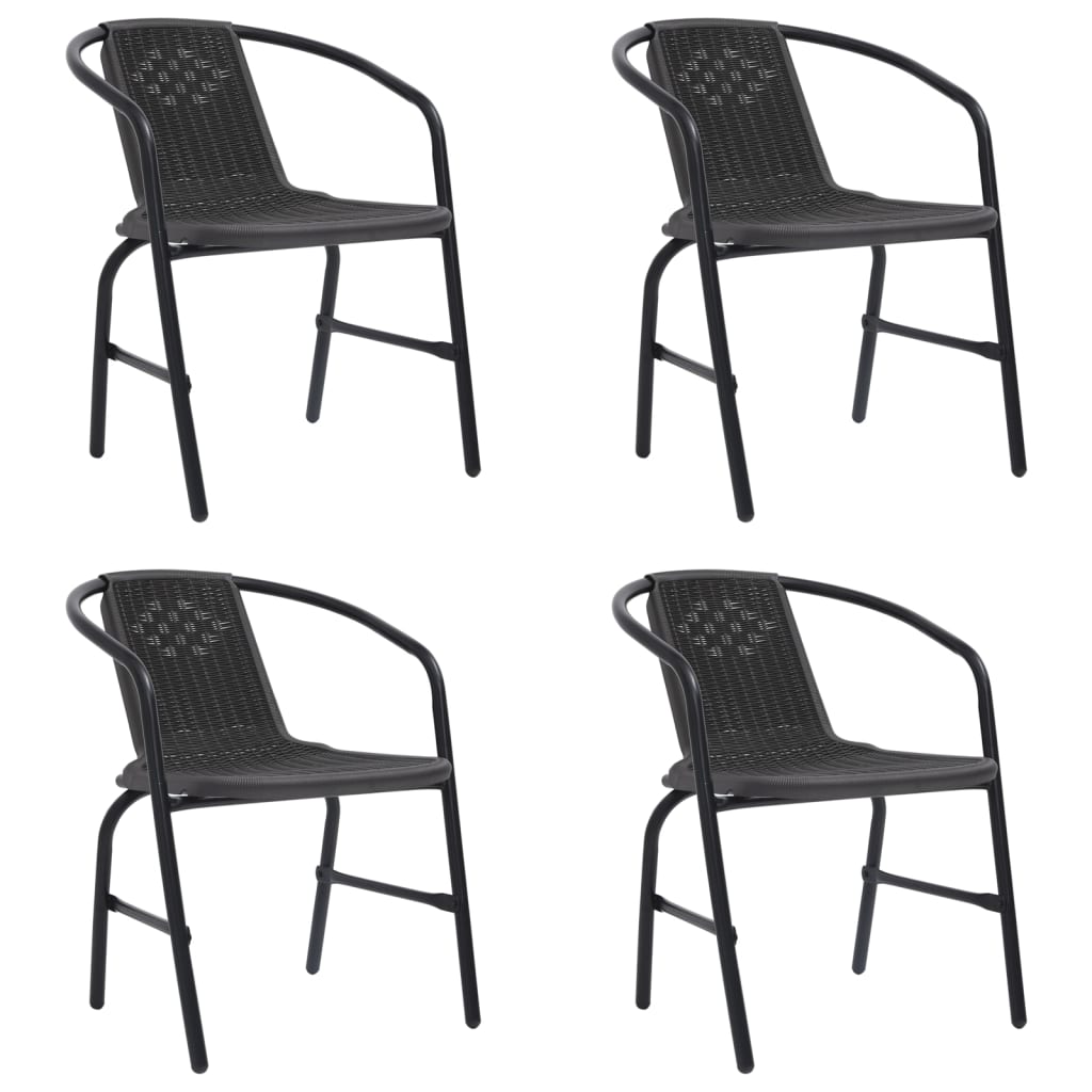 Garden Chairs 2 Pcs Plastic Rattan And Steel 110 Kg