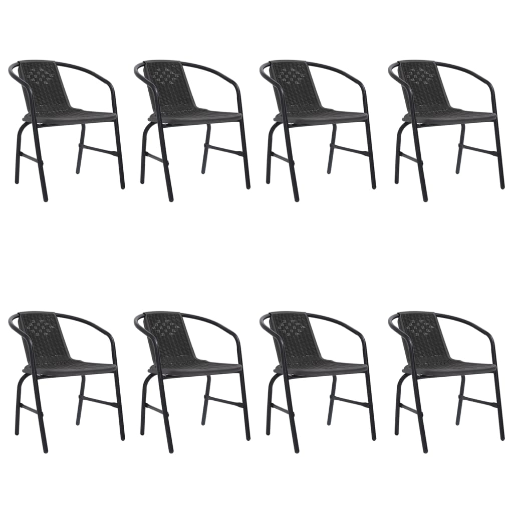Garden Chairs 2 Pcs Plastic Rattan And Steel 110 Kg