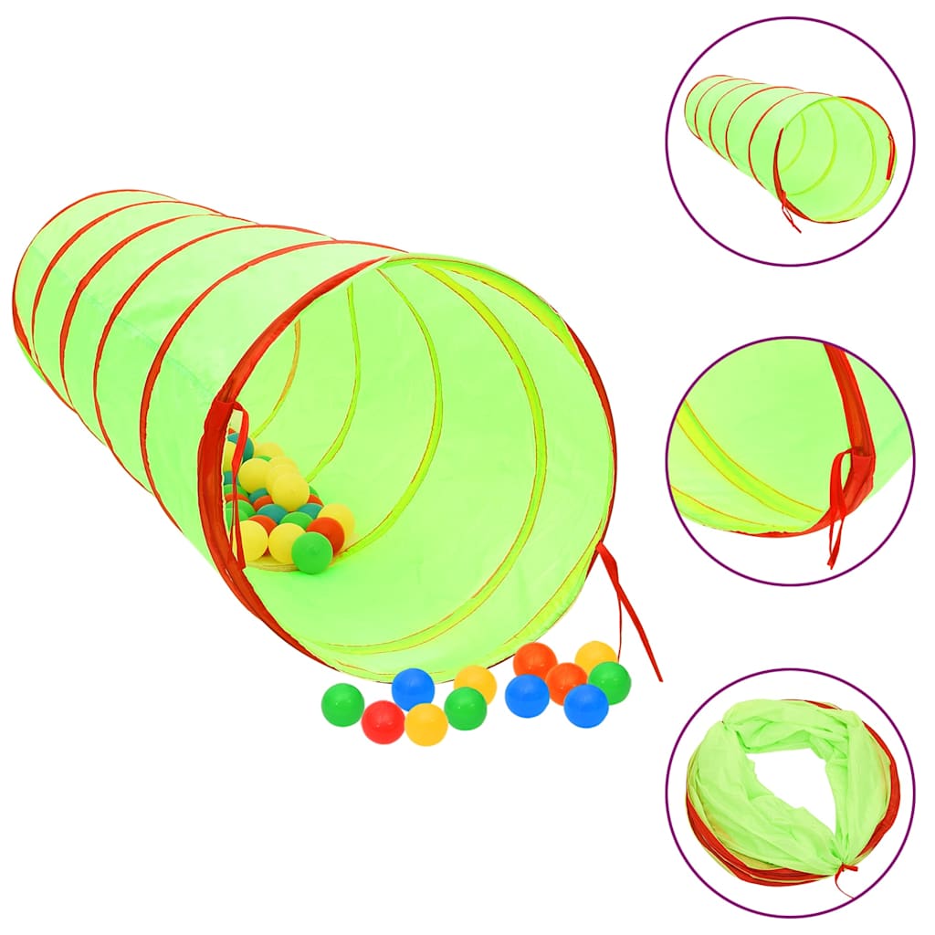 Children Play Tunnel With 250 Balls Green 175 Cm Polyester
