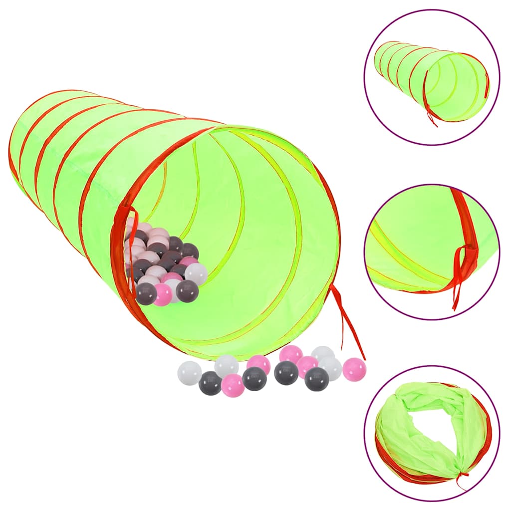 Play Tunnel Kids Green 175cm 250 Balls Indoor Outdoor Toy 170T polyester steel