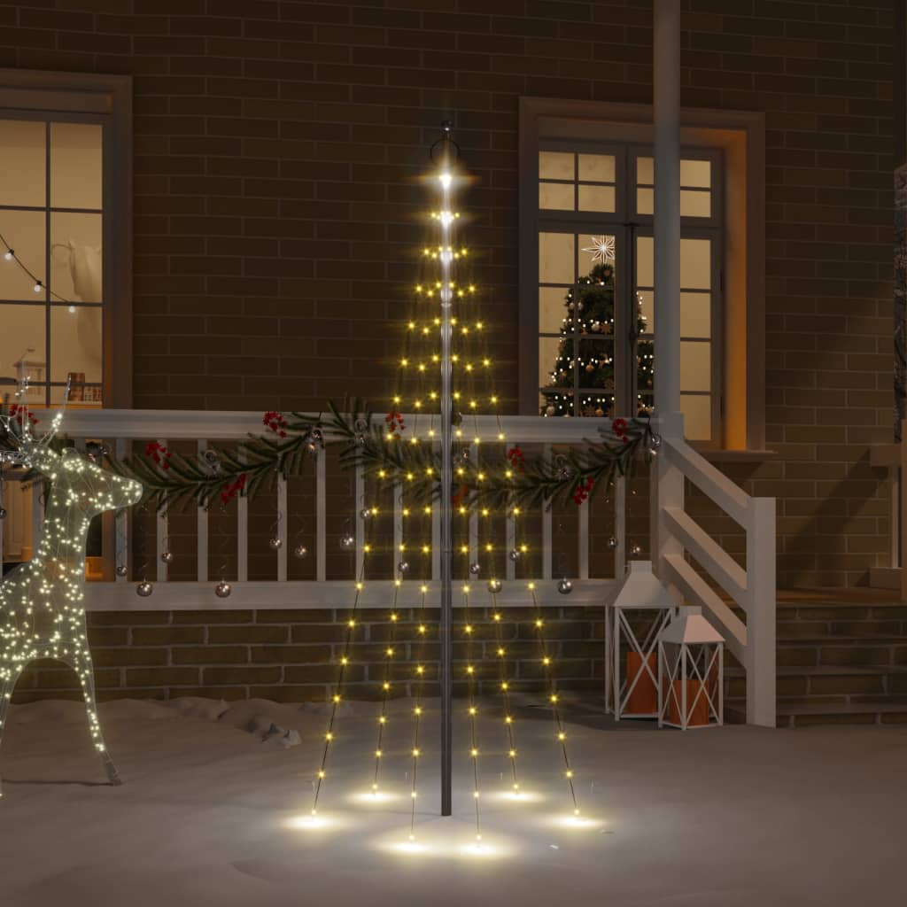 343525  Christmas Tree On Flagpole Colourful 310 Leds 300 Cm