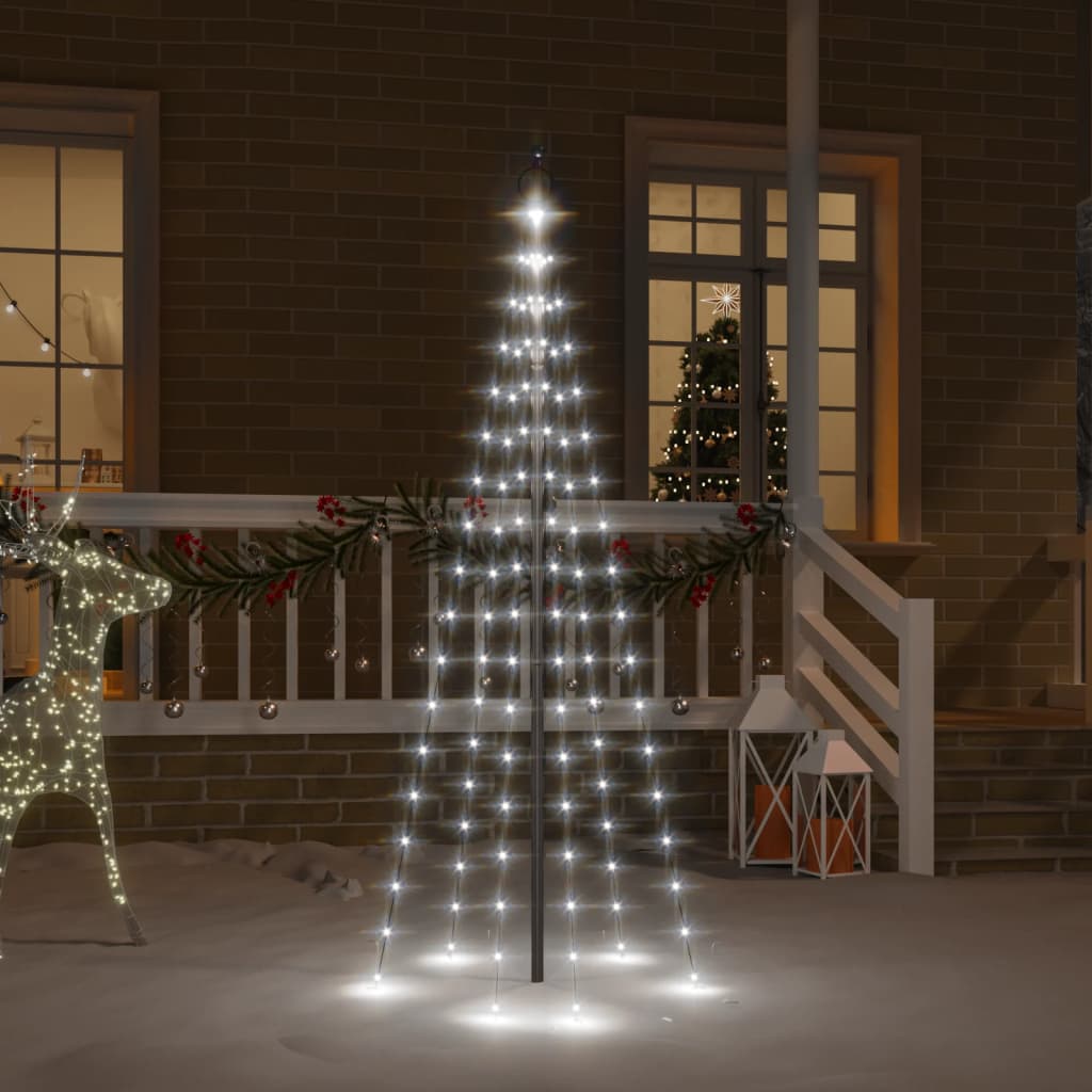 343525  Christmas Tree On Flagpole Colourful 310 Leds 300 Cm