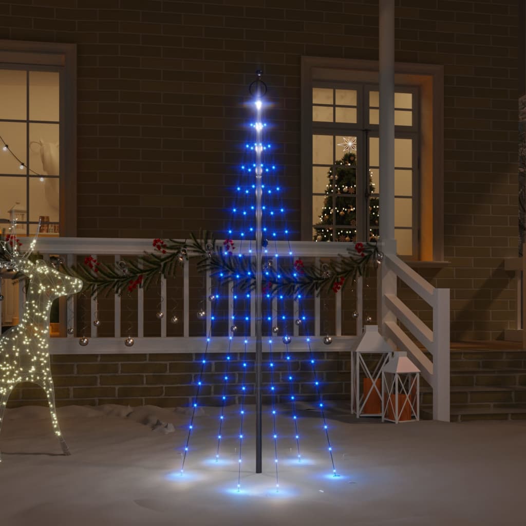 343525  Christmas Tree On Flagpole Colourful 310 Leds 300 Cm